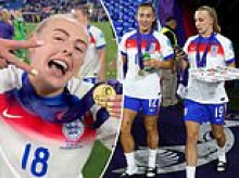 Pizzas on the pitch, Chelsea star Reece James celebrating with sister Lauren, singing in the tunnel and Ella Toone's tribute to her late dad: Inside Lionesses' party after Women's Euros