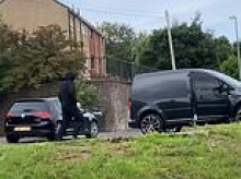 Moment thieves flee street in stolen car - after breaking into family home to grab the keys