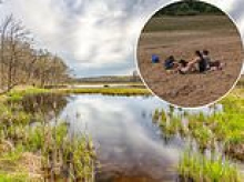 Lake mysteriously vanishes and leaves confused kids playing in the dry sand