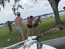 Wild brawl breaks out at Florida lake in front of horrified families and children