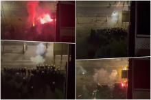 PIROTEHNIKOM NA POLICIJU KOJA MIRNO STOJI I TRPI NASILJE! Ovako su zverski napadnuti službenici u Beogradu: Blokaderi IZAZVALI POŽAR (VIDEO)