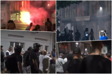 BLOKADERI RUŠE I UNIŠTAVAJU SVE PRED SOBOM U VALJEVU Sedište SNS u plamenu, poletele kamenice, pirotehnika, dim kulja (FOTO)