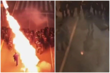 OVAKO SU SINOĆ POKUŠALI ŽIVE DA SPALE POLICAJCE U VALJEVU! Horor snimak blokaderskog nasilja, molotovljev koktel pogodio Lukovića U GLAVU (VIDEO)
