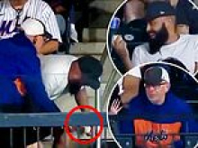 Heartbreaking moment Mets fan snatches ball from an 'old' man in the stands in New York
