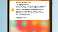 Ob 12. uri se bo na vaših telefonih testno oglasil SI-Alarm. Ukrepanje ni potrebno.