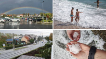 FOTO Ludo vrijeme u Hrvatskoj: Na sjeveru oluja s tučom, jug se kupa, osvanula  je i duga...