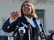 Letitia James mirrors Trump as she holds RALLY outside court after pleading not guilty