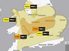 Storm Claudia to batter Britain with up to six inches of rain falling in just 12 hours - as Met Office issues amber weather warning