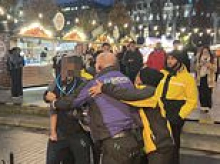 Moment Christmas market security fights with man on a bike in festive bust-up in Manchester
