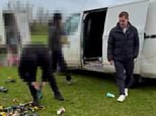 Moment Robert Jenrick challenges angry sellers at car boot sale for 'stolen tools' before stallholders flee