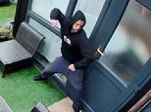 Moment sweet-toothed burglar breaks into a house before cutting himself a slice of birthday cake