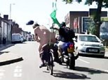 Moment vigilante binman punches naked cyclist during 'charity' ride 