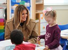 Melania Trump and Usha Vance charm elementary school students during military base visit