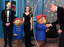 Kate says George, Charlotte and Louis will be jealous as she and William have a meet and greet (and eat) with sandwich-wielding Paddington Bear after the Royal Variety Performance