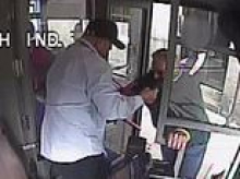 Moment bus driver, 31, shoves pensioner onto pavement as 77-year-old breaks shoulder following onboard row