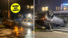 Krš i lom u Sesvetama! Jedan automobilo završio na krovu
