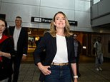 New NSW Liberal leader Kellie Sloane is heckled by protesters during her first public appearance - as locals accuse the former Channel Nine star of chasing a 'photo opportunity' in their suburb