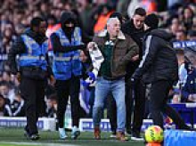 Angry Leeds fan tries to confront Daniel Farke and is led away by stewards as tempers boil over at Elland Road after defeat by Aston Villa