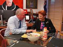 Barnaby Joyce dines with Pauline Hanson - just hours after her shocking burqa stunt