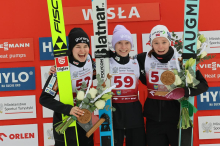 Dvojna zmaga slovenskih Nik v Wisli: Prevc prva, Vodan druga