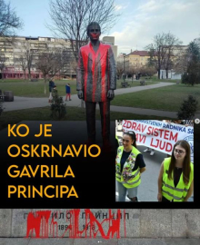 BLOKADERIMA NIŠTA NIJE SVETO: Dve članice NVO crvenom farbom oskrnavile spomenik Gavrilu Principu u Beogradu!
