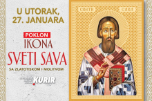 U UTORAK, 27. JANUARA, KURIR VAM POKLANJA IKONU SVETOG SAVE U ZLATOTISKU SA MOLITVOM