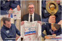 VUČIĆ DOBIO ŠAMPIONSKI POKLON OD VATERPOLISTA! Predsednik objavio snimak i otkrio: Potpisali su se momci, čuvaćemo je ovde u Predsedništvu (VIDEO)