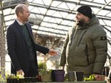 Great to meet Zuu! Prince William is introduced to popular rapper and tries his hand at potting plants in support of youth empowerment programme