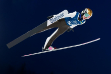 Skakalke na drugem treningu v Predazzu