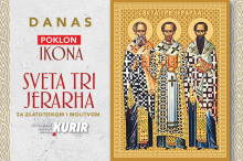 VELIKI PRAZNIK, VELIKI DAR – IKONA SVETA TRI JERARHA DANAS KAO POKLON UZ KURIR 
