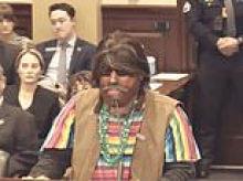 Shocking moment conservative activist dons brownface and sombrero to testify in support of proposed new immigration rule
