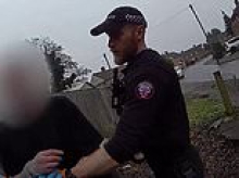 Moment thief who jumped out of window to escape cops is caught by police after dramatic chase