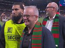 NRL fans blast Anthony Albanese over 'embarrassing' move after Rabbitohs player Alex Johnston made history