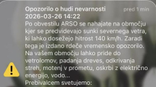 Močan veter bo pihal naslednjih 36 ur, prebivalci severa države dobili opozorila na telefone