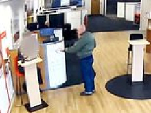 Moment 'desperate' man tries to rob bank with a vape disguised as a gun - only to be foiled when staff walk off and alert police