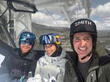 Getting ski tips from the best? Prince Harry poses in selfie alongside Winter Olympics champion Eileen Gu - and ex-Canada PM Justin Trudeau