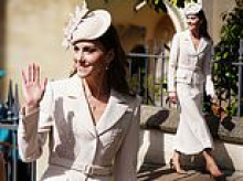 Kate re-wears a nude Self-Portrait midi dress at the Windsor Easter Sunday service as she once again displays her dedication to sustainability