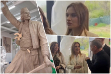 VOJVODA BUKVALNO SAMO ŠTO NE PROGOVORI: Ministarka Stamenkovski posetila atelje Katarine Tripković, predstavljen spomenik Vasi Čarapiću (VIDEO)