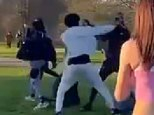 Moment fight that left man, 21, dead and another in hospital breaks out on Primrose Hill as 'crowds basked in the sunshine'