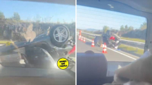 VIDEO Auto na A1 završio na krovu: Više ljudi je ozlijeđeno, vatrogasci ih izvlačili iz vozila...