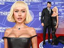 Christina Aguilera looks thinner than ever in plunging black leather gown at Breakthrough Prize Ceremony