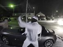 Video footage shows hooded thugs mounting terrifying late night attacks on family home - with naked householder chasing away assailant