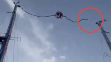 Schockaufnahmen: Bungee-Seil von Kirmes-Schleuderkugel reißt plötzlich