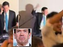 Fist-pumping Secretary of State Marco Rubio stuns rowdy partygoers as he seizes control of DJ DECKS