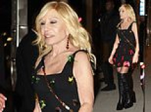 Donatella Versace, 71, puts on an ageless display in embellished minidress as she arrives at Met Gala pre party after appearing to 'reverse' her plastic surgeries