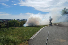 FF Kirchbach rückte zu einem Fahrzeugbrand in einem Geräteschuppen an