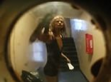 Shocking doorbell camera footage shows violent antics of cross-dressing neighbor from hell with penchant for short black cocktail dresses