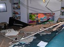 Images show destruction from gas canister explosion at £1.4million house 'caused by boyfriend after he stabbed judge's daughter to death'
