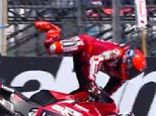 Moment motorbiking ace Marc Marquez suffering spectacular cartwheeling Moto GP crash as he breaks foot when thrown off bike