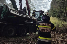 Weißkirchen: Lkw fing in abgelegenem Waldstück Feuer – Brand mit Feuerlöschern bekämpft